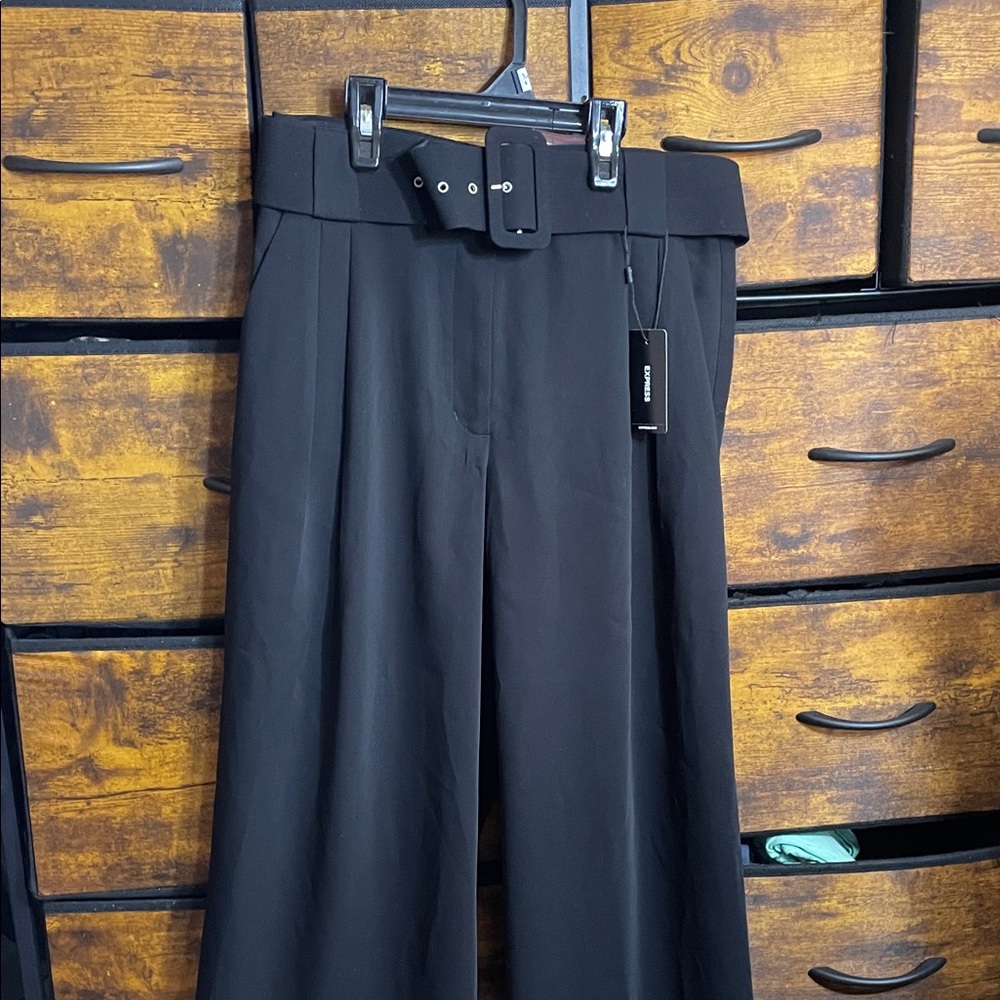 Express Elegant Black Wide-Leg Trousers